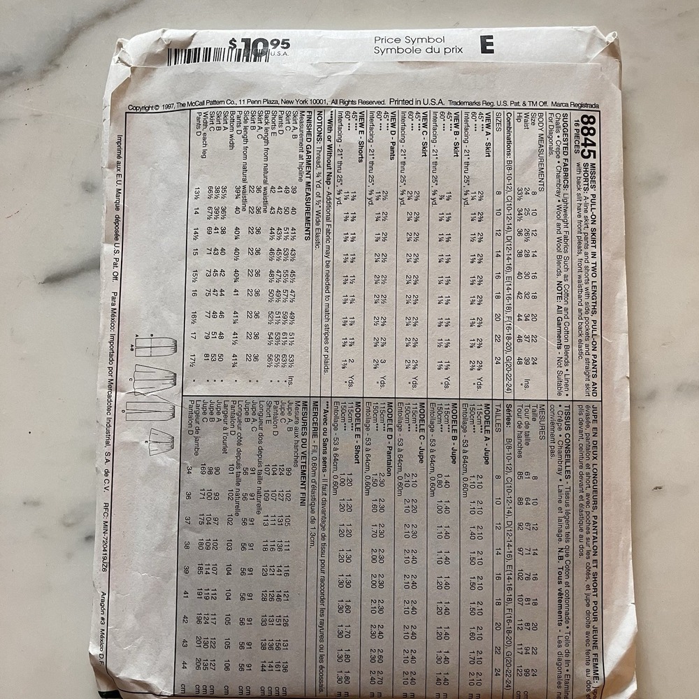 McCALL'S 8845 MISSES PULL ON PANTS SHORTS & SKIRTS PATTERN-UNCUT-14-16-18‎ - Picture 7 of 11